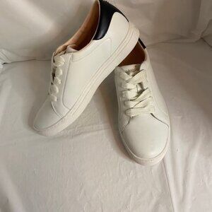 Kate Spade Alanna Action Women's Leather Sneakers in White/Black, Size 8.5